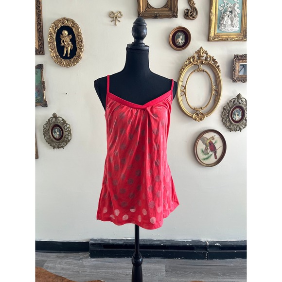 Victoria's Secret Tops - Vintage 2007 Victoria's Secret Pout Red & Pink Polka Dot Cami Top - Large - Y2K